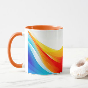 Retro Orange und abstrakte blaue, gekrümmte Linien Tasse