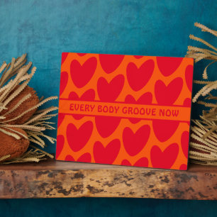 Retro Orange und Groovy Red Hearts Fotoplatte