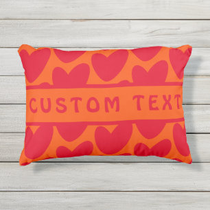 Retro Orange und Groovy Red Hearts Kissen Für Draußen