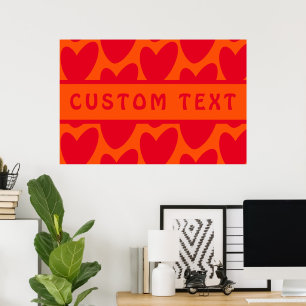 Retro Orange und Groovy Red Hearts Poster