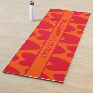 Retro Orange und Groovy Rote Herzen Yogamatte