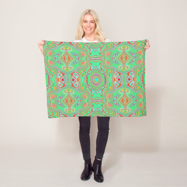 Retro Orange und Lime Green Abstrakt Pattern Fleecedecke (Beispiel)