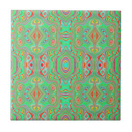 Retro Orange und Lime Green Abstrakt Pattern Fliese