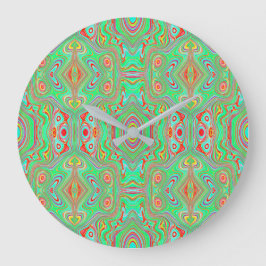 Retro Orange und Lime Green Abstrakt Pattern Große Wanduhr