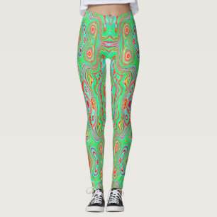 Retro Orange und Lime Green Abstrakt Pattern Leggings