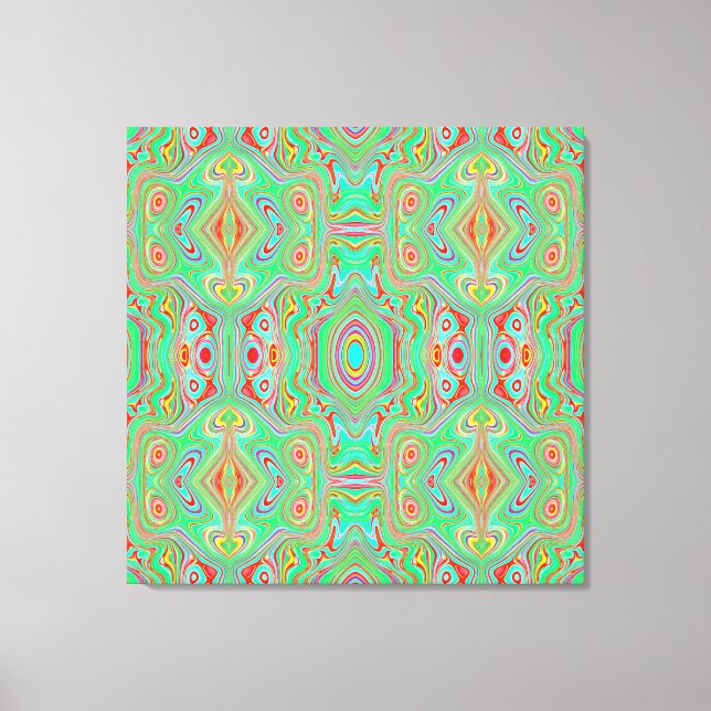 Retro Orange und Lime Green Abstrakt Pattern Leinwanddruck (Vorderseite)