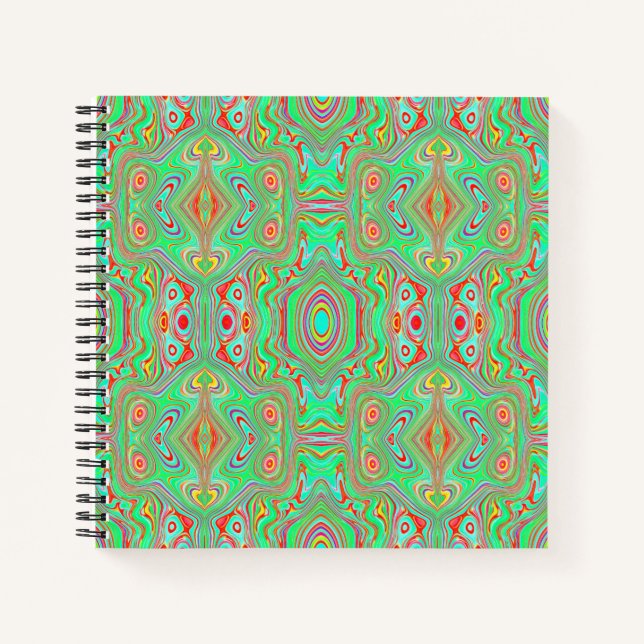 Retro Orange und Lime Green Abstrakt Pattern Notizbuch (Vorderseite)