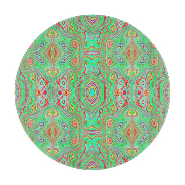 Retro Orange und Lime Green Abstrakt Pattern Schneidebrett (Vorderseite)