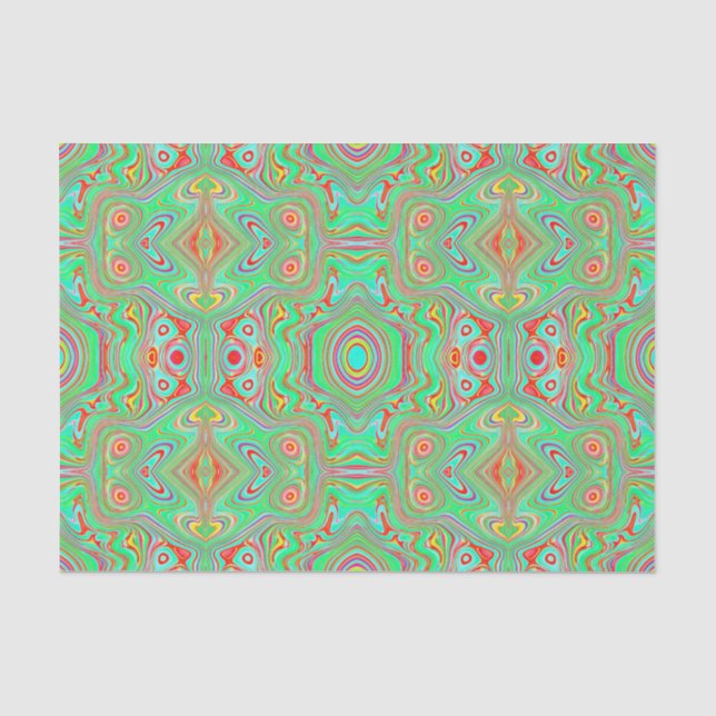 Retro Orange und Lime Green Abstrakt Pattern Seidenpapier (Vorderseite)