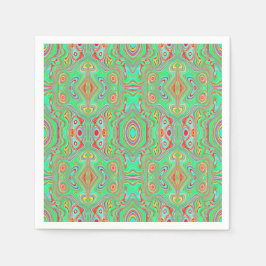 Retro Orange und Lime Green Abstrakt Pattern Serviette