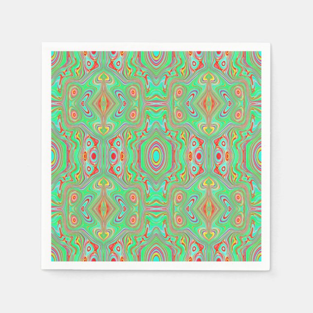 Retro Orange und Lime Green Abstrakt Pattern Serviette (Vorderseite)
