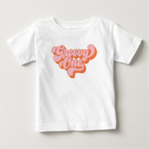 Retro Orange und Pink Groovy Eins Baby T-shirt