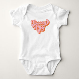 Retro Orange und Pink Groovy One Baby Strampler