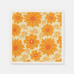 Retro Orange Wildblume Garden Blumenmuster Serviette