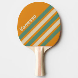 Retro Orange Winklige Streifen mit Namen Tischtennis Schläger