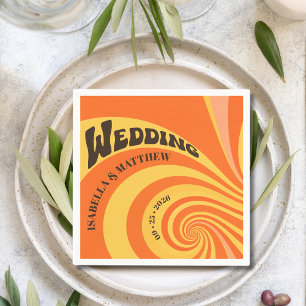 Retro Orange Yellow 70er Wedding Serviette