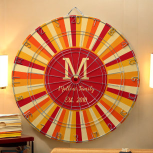 Retro Orange Yellow Family Game Dartboard Dartscheibe