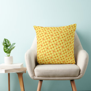 Retro Orange Yellow Polka Dots Geometrisches Muste Kissen