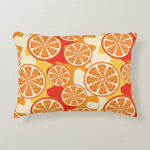Retro orange Zitrusfrucht-Muster Zierkissen