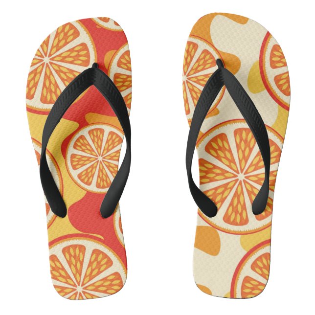 Retro Orange Zitrusmuster Flip Flops (Fußbett)