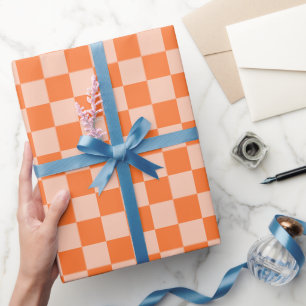 Retro-Orangekarierter Herbst-Herbst Plaid Geschenkpapier
