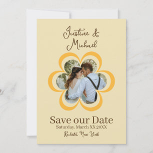 Retro-Orangen-Blumen-Foto-Hochzeit-Save-the-Date Einladung