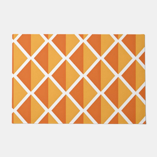 Retro-Orangen-Diamant-Harlekin-Muster Fußmatte (Vorderseite)