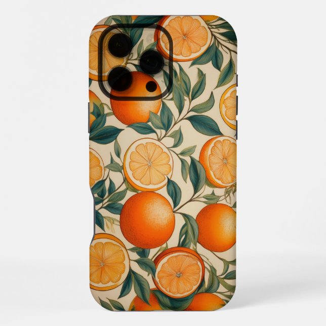 Retro-Orangen-Fruchtmuster iPhone 16 Pro Max Hülle (Rückseite)