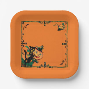 Retro-Orangen-Halloween  Pappteller