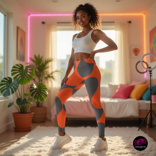 Retro-Orangen-Mod-Wellen-Muster Leggings