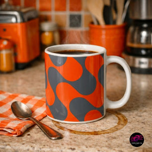 Retro-Orangen-Mod-Wellenmuster Kaffeetasse