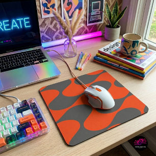 Retro-Orangen-Mod-Wellenmuster Mousepad
