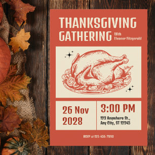 Retro-Orangen- und Cremes-Fest zur Thanksgiving-Er Einladung