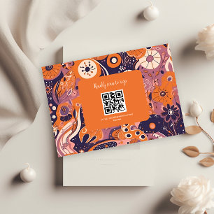 Retro-Orangenrösche Rosa lila Hochzeit RSVP Karte