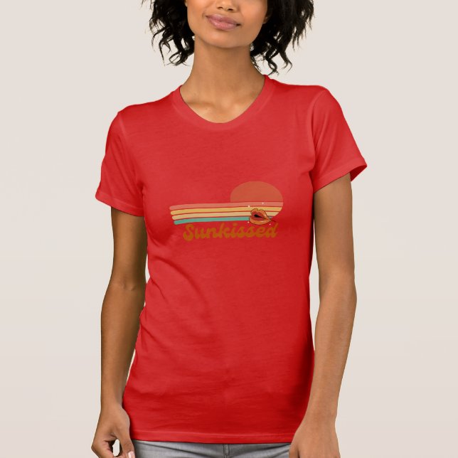 Retro-Orangensonne, versunkene Lippen T-Shirt (Vorderseite)