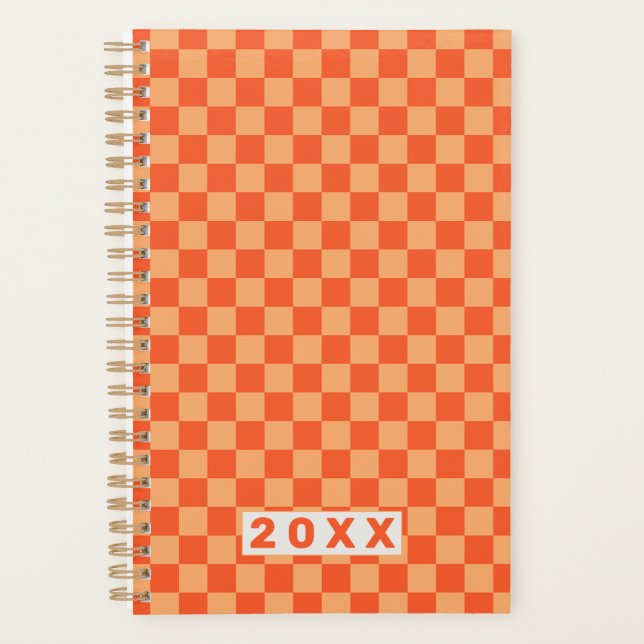 Retro-Orangeschachbrett Planer (Vorderseite)