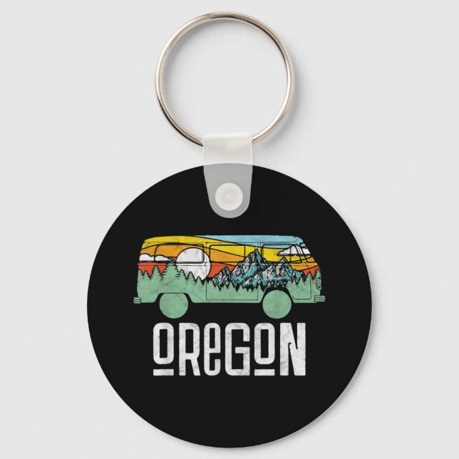 Retro Oregon Outdoor Hippie Van Nature Schlüsselanhänger (Vorderseite)