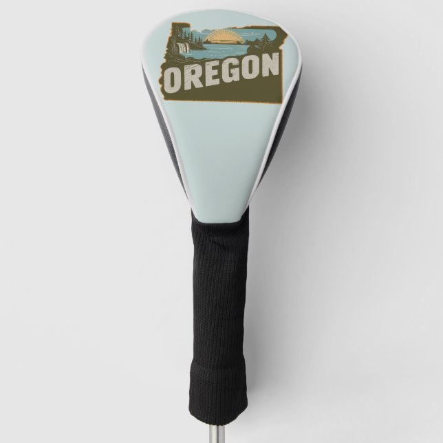 Retro Oregon Silhouette Golf Headcover (Vorderseite)