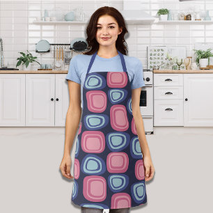 Retro-Organische Rechtecke Blau und Rosa Schürze