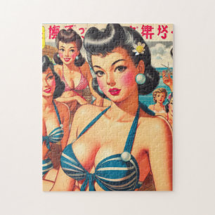 Retro Oriental Beach Girls Puzzle