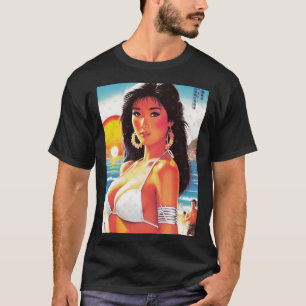 Retro-Orientalisches-Mädchen-Aufkleber T-Shirt