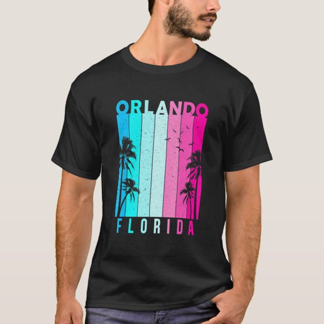 Retro Orlando Florida Beach Sommer Tropisches Para T-Shirt (Vorderseite)