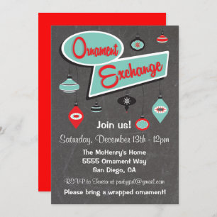 Retro Ornament Exchange - Einladung zu Weihnachten