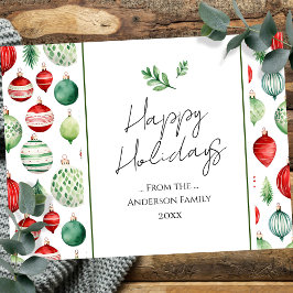 Retro Ornament Familie Weihnachtsgrüße Postkarte