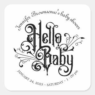 Retro-Ornament Schwarz Horror Gothic hello baby Quadratischer Aufkleber