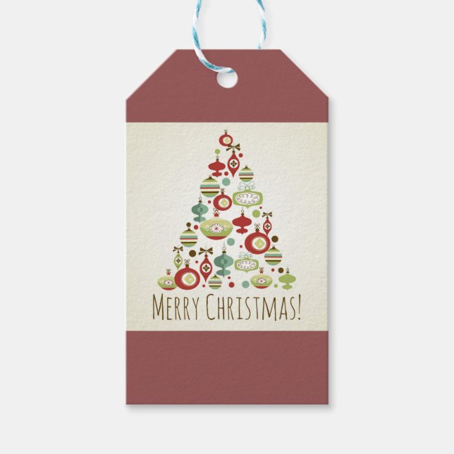 Retro Ornament Weihnachtsbaum Geschenkanhänger (Vorderseite)