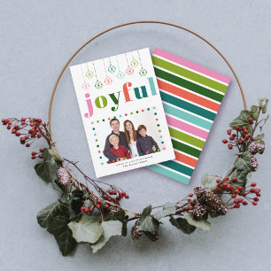 Retro-Ornamente Joyful Typografie, Weihnachts-Foto Feiertagskarte