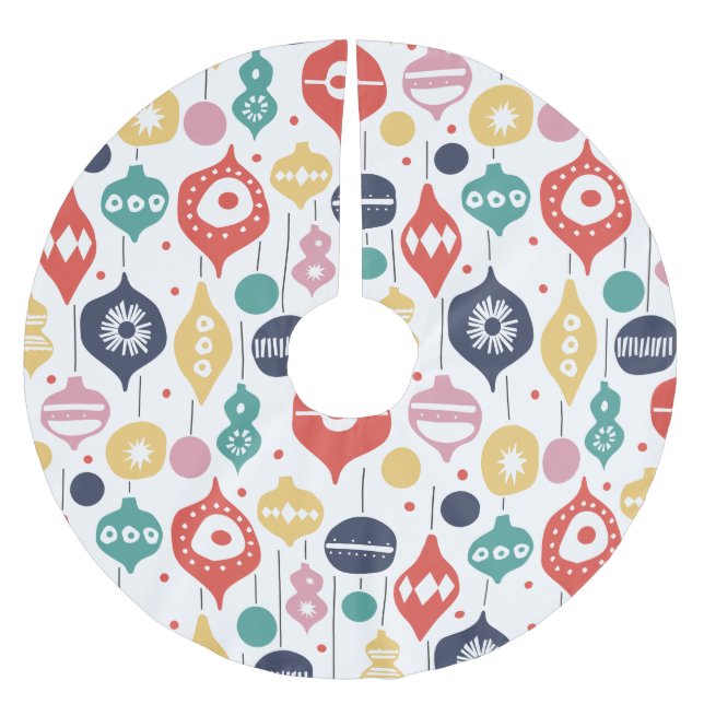 Retro-Ornamente Polyester Weihnachtsbaumdecke (Vorderseite)