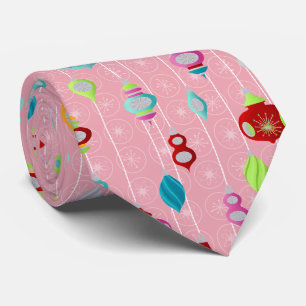 Retro Ornamente Rosa Weihnachten Krawatte