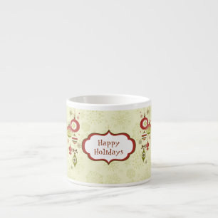 Retro-Ornamente und Schnee - Happy Holidays Espressotasse